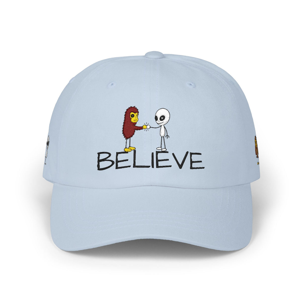 Stick Figure Alien Believe Embroidered Cap
