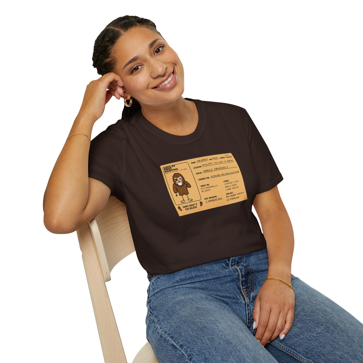 Grumpy Sasquatch Dating Profile Tee