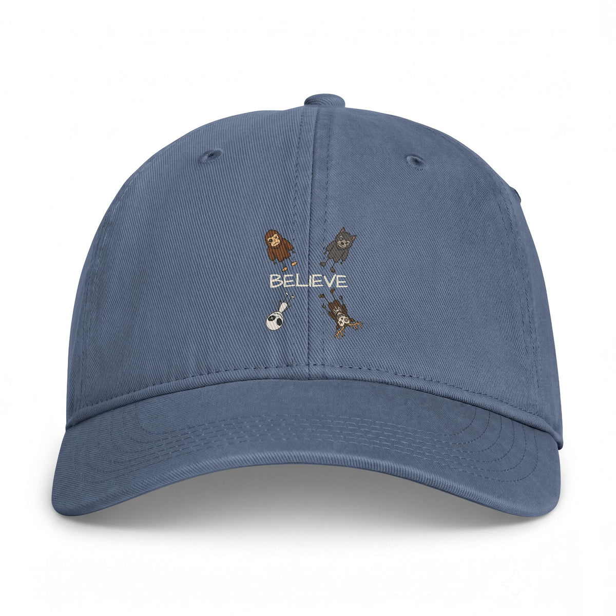 Stick Figure Cryptids Believe Washed Dad Hat