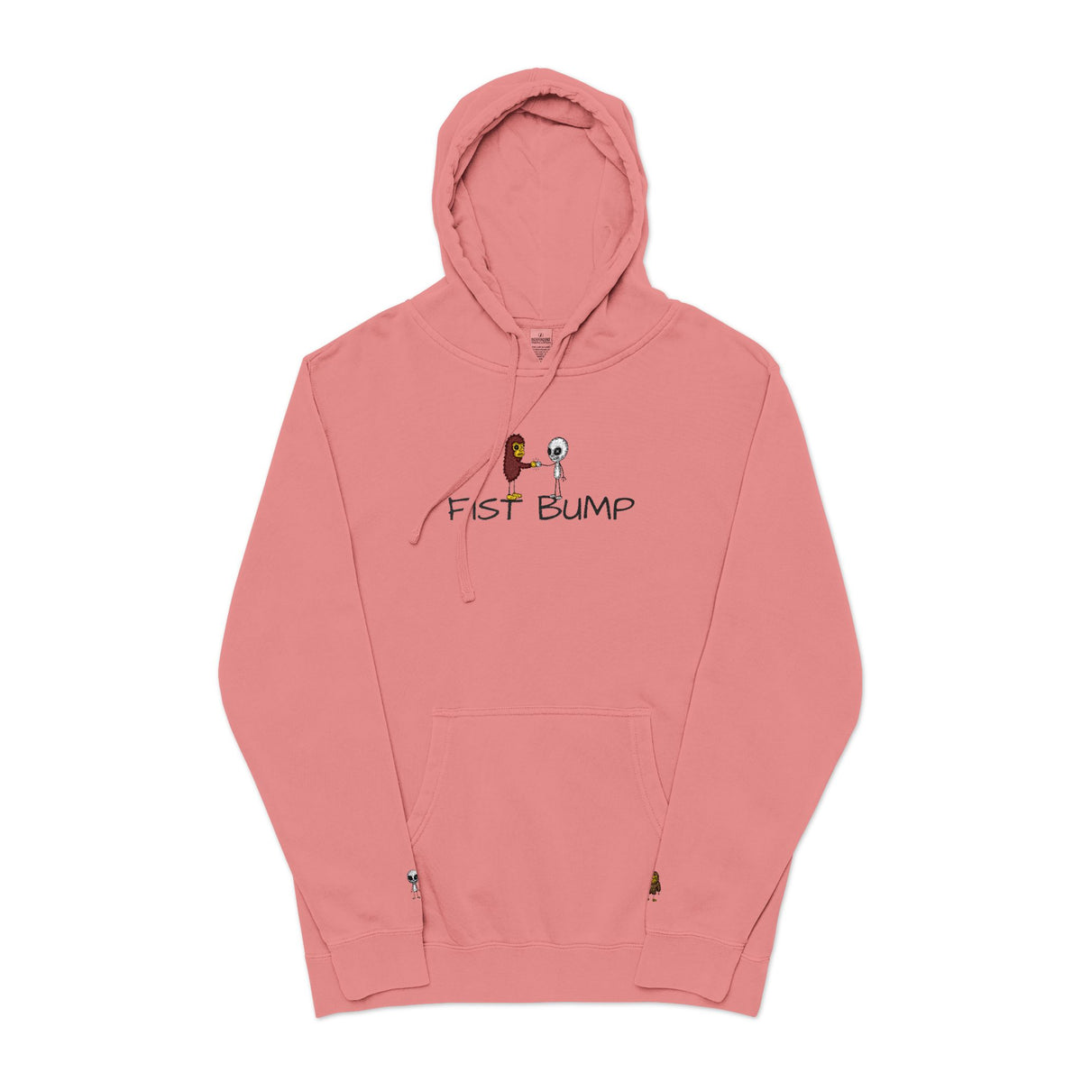 Stick Figure Fist Bump Pigment-Dyed Hoodie