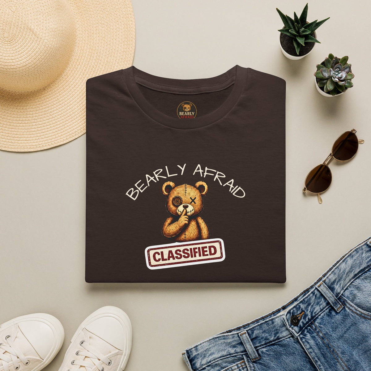 Bearly Afraid Retro Classified Tee