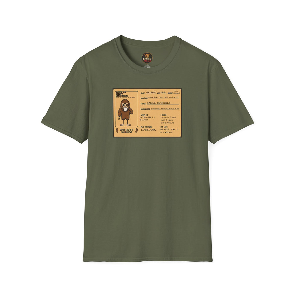 Grumpy Sasquatch Dating Profile Tee