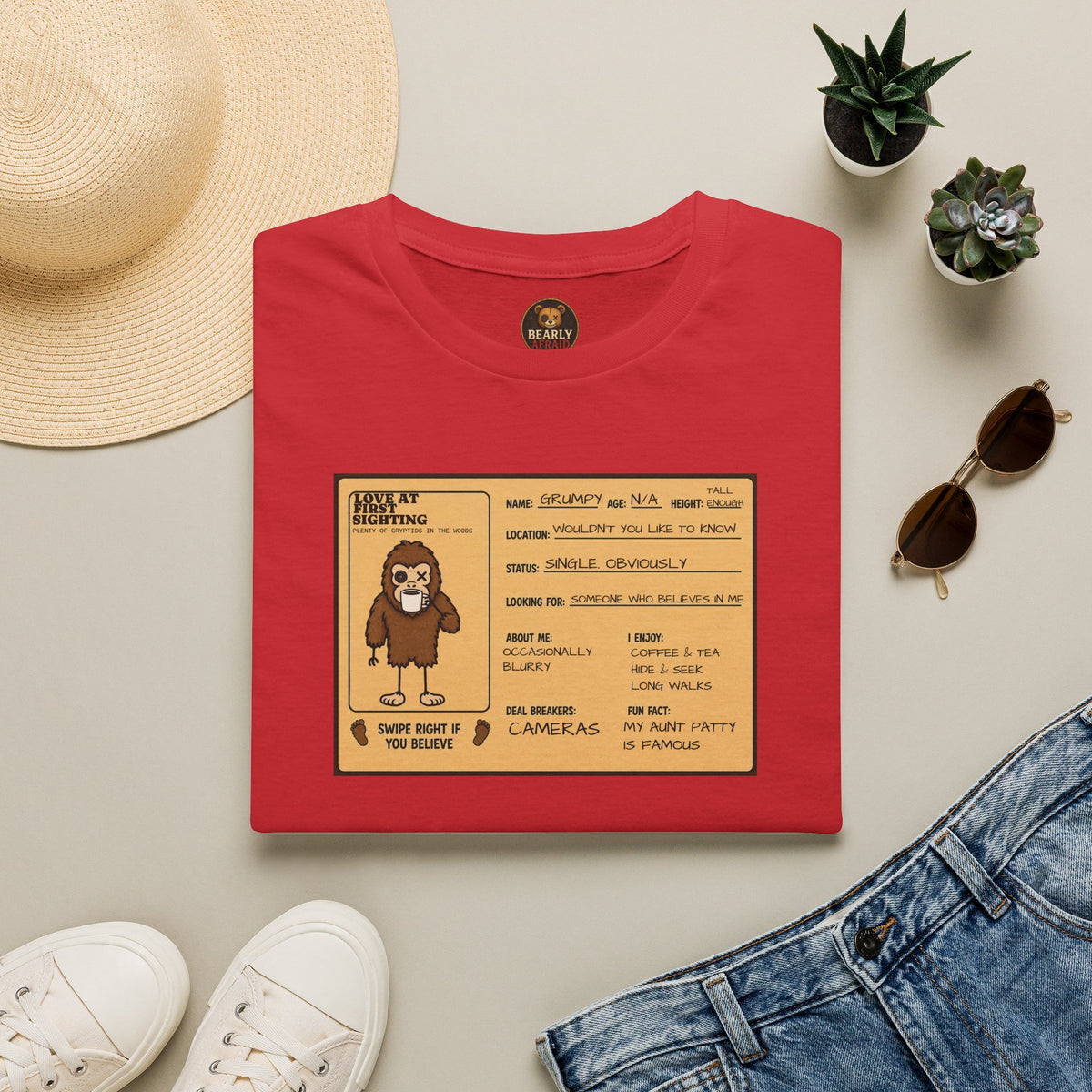 Grumpy Sasquatch Dating Profile Tee