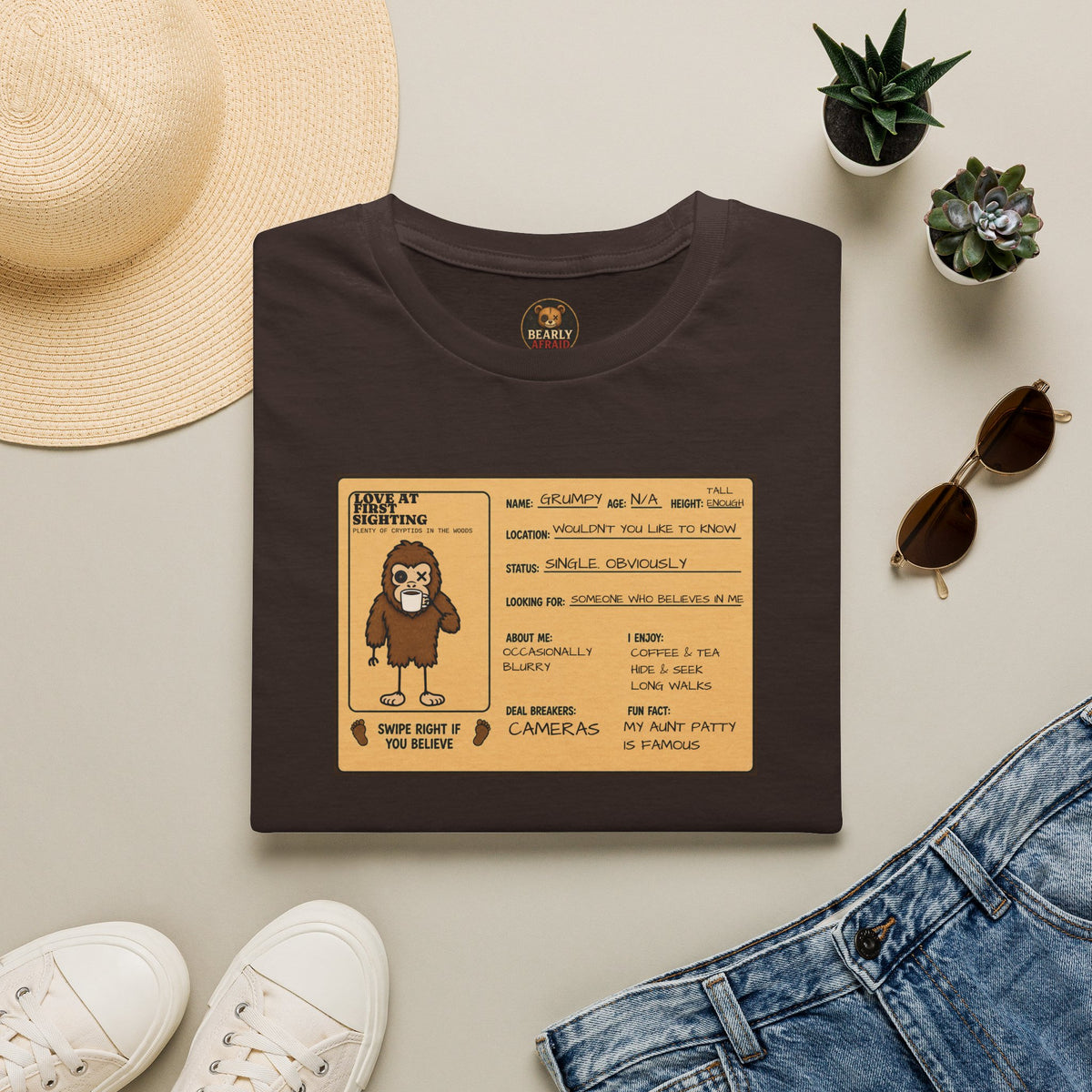 Grumpy Sasquatch Dating Profile Tee