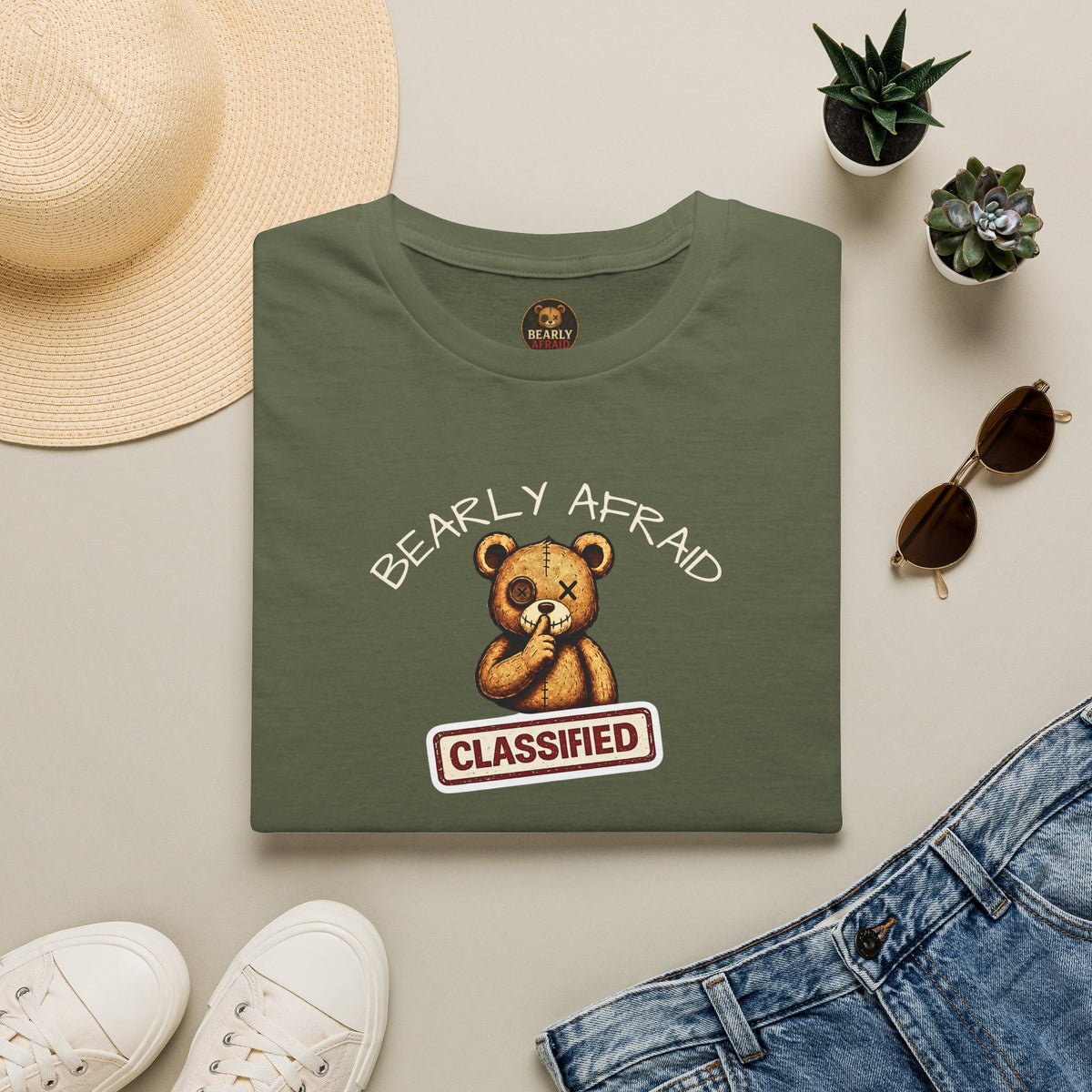 Bearly Afraid Retro Classified Tee