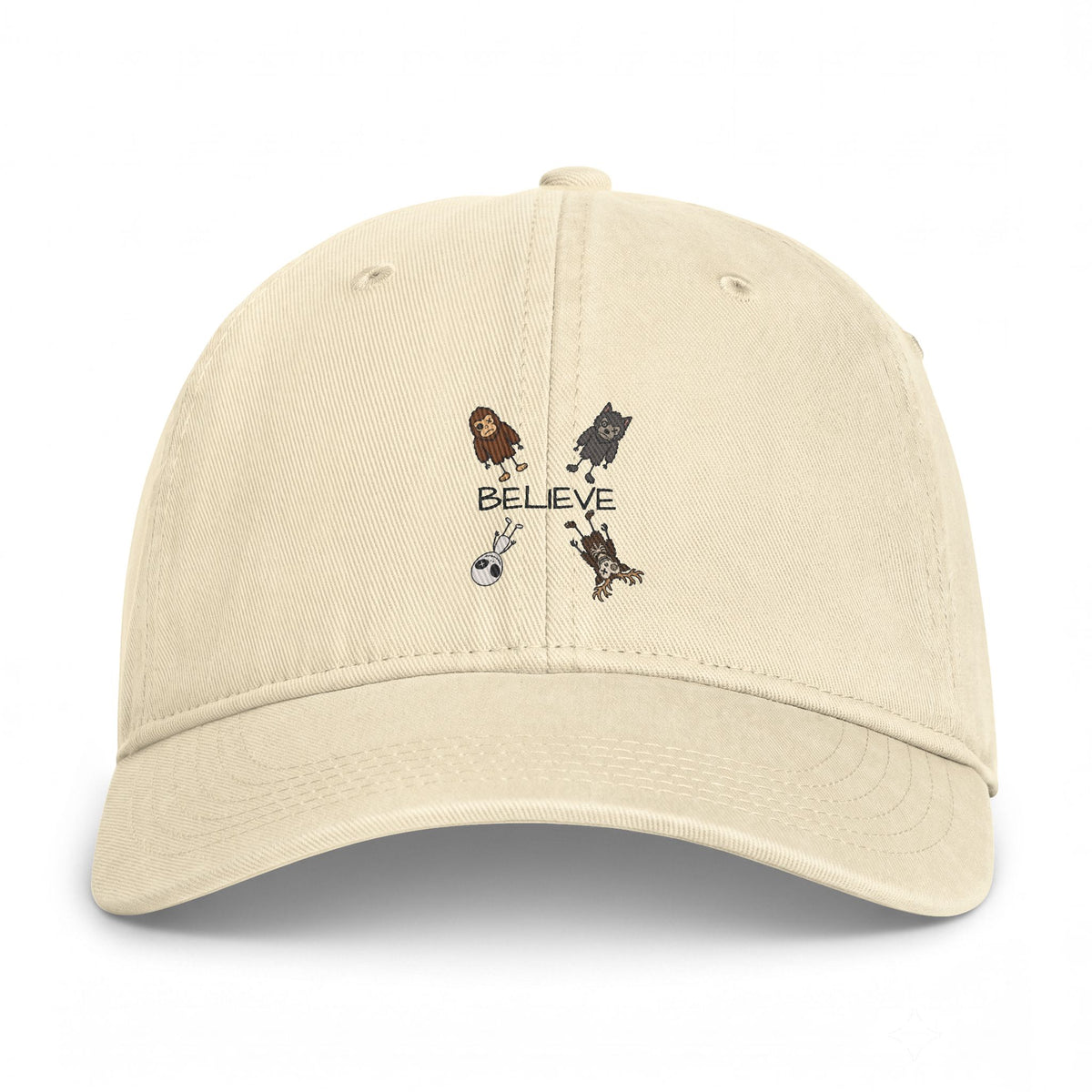 Stick Figure Cryptids Believe Washed Dad Hat