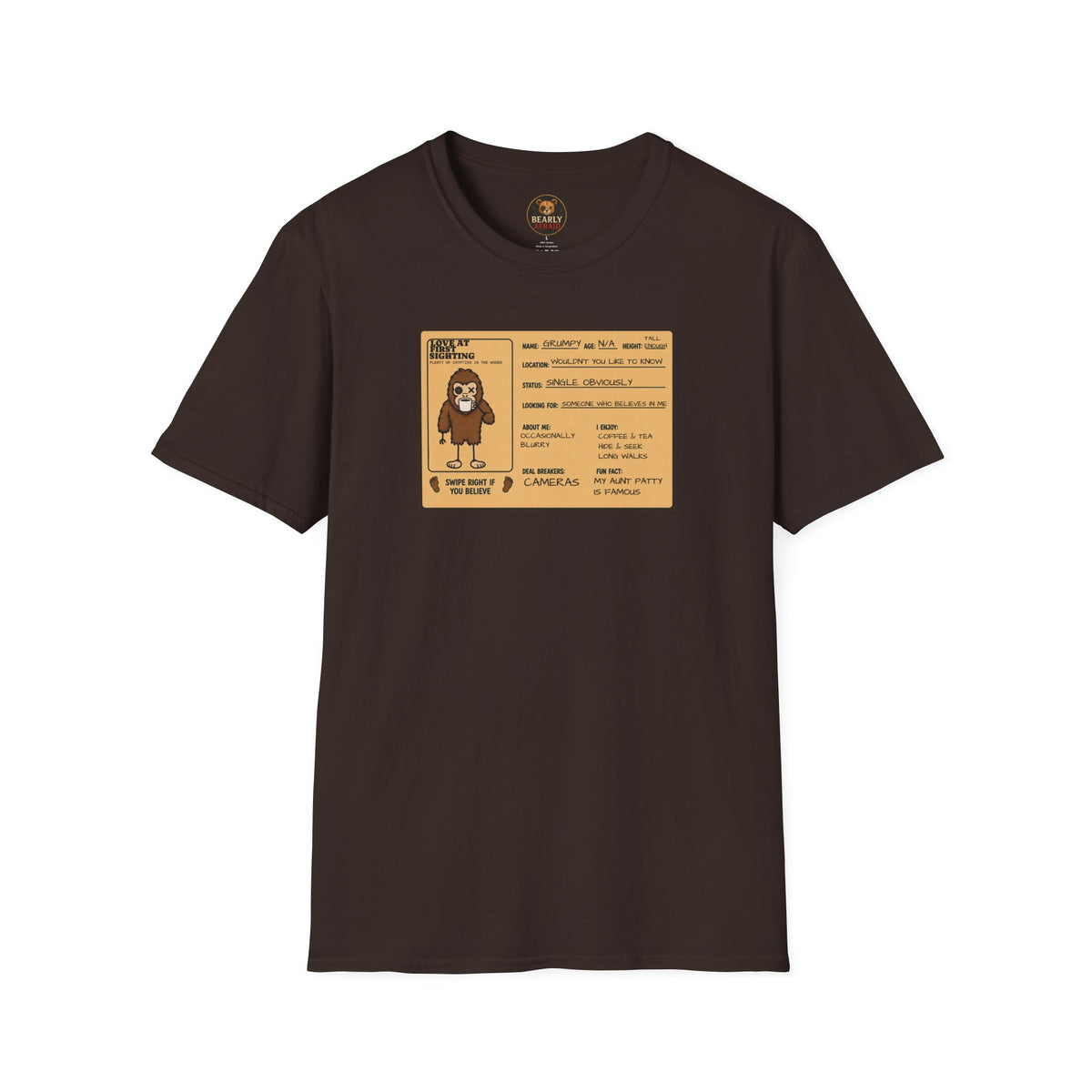Grumpy Sasquatch Dating Profile Tee