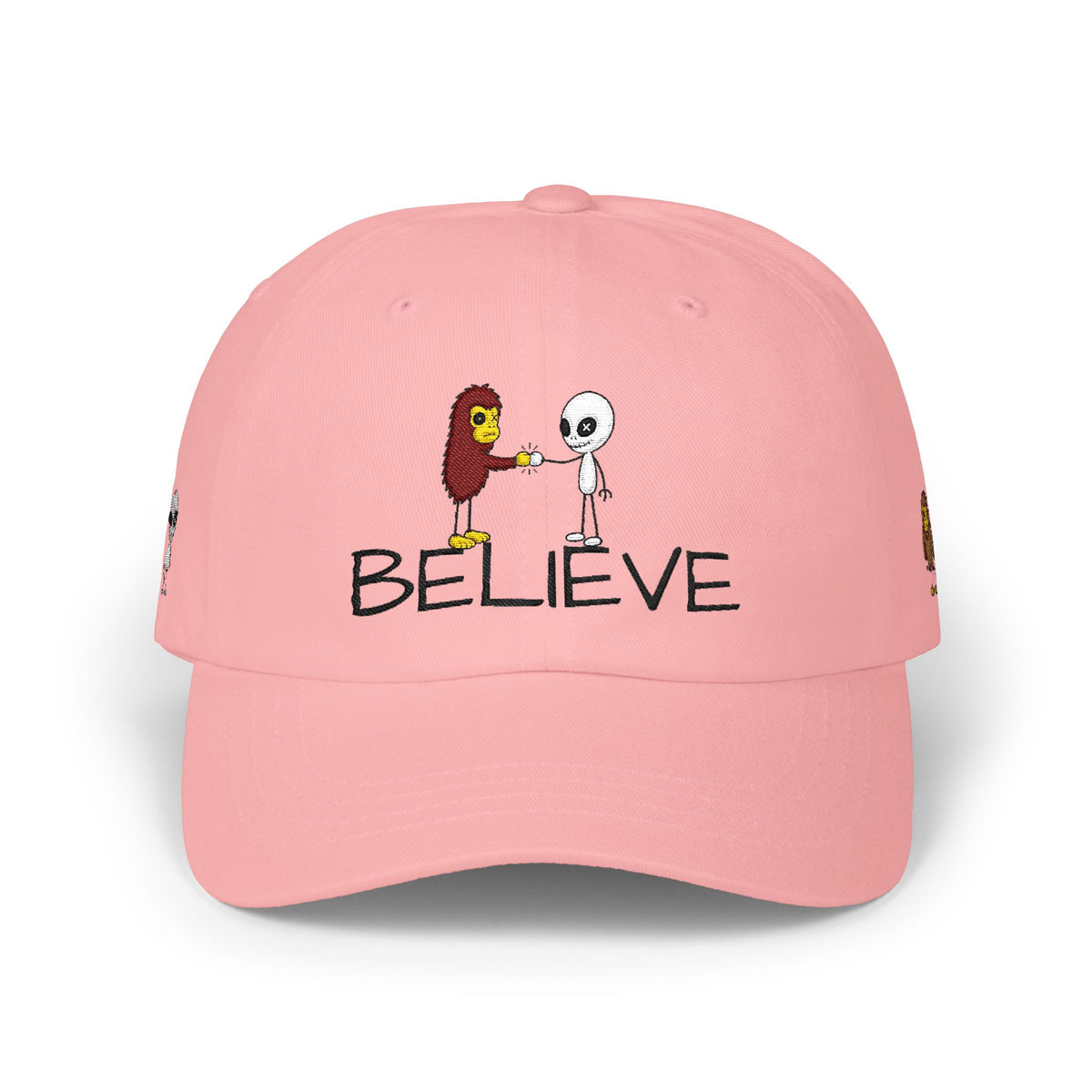 Stick Figure Alien Believe Embroidered Cap