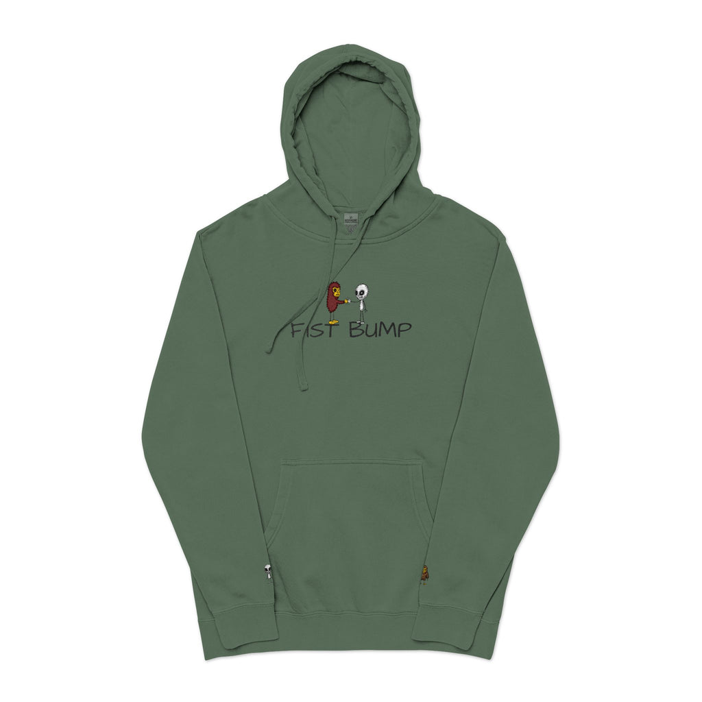 Stick Figure Fist Bump Pigment-Dyed Hoodie