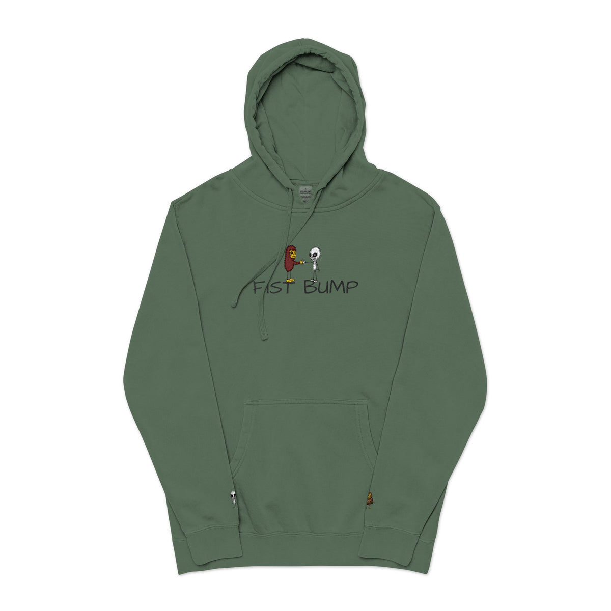 Stick Figure Fist Bump Pigment-Dyed Hoodie