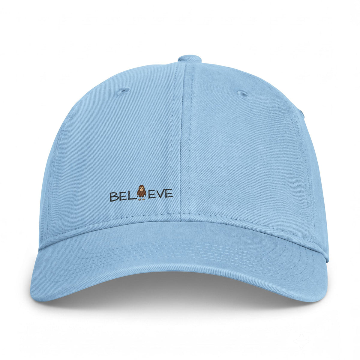 Stick Figure Bigfoot Believe Washed Dad Hat