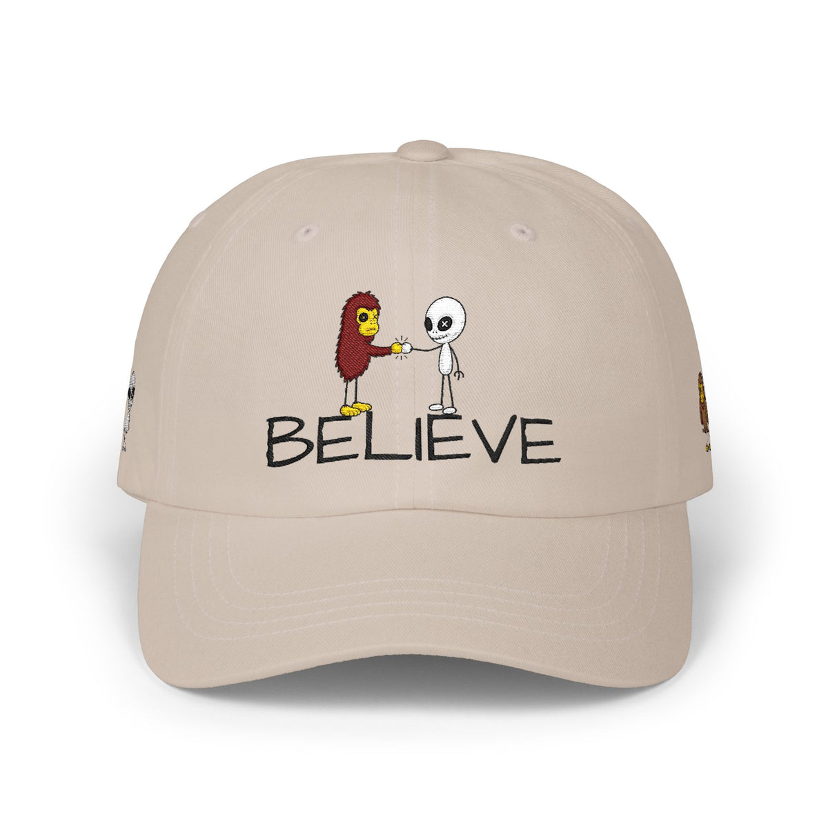 Stick Figure Alien Believe Embroidered Cap