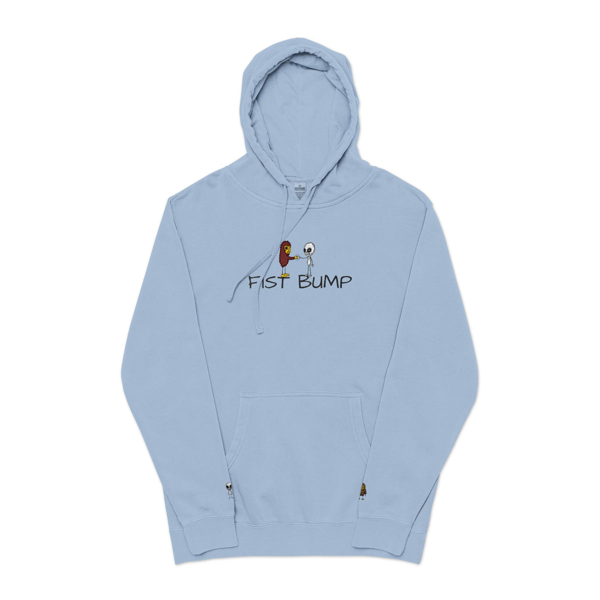 Stick Figure Fist Bump Pigment-Dyed Hoodie