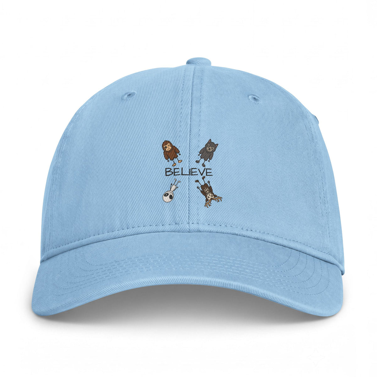 Stick Figure Cryptids Believe Washed Dad Hat