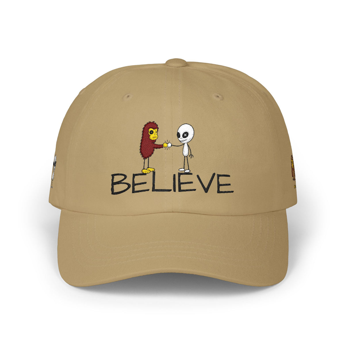 Stick Figure Alien Believe Embroidered Cap