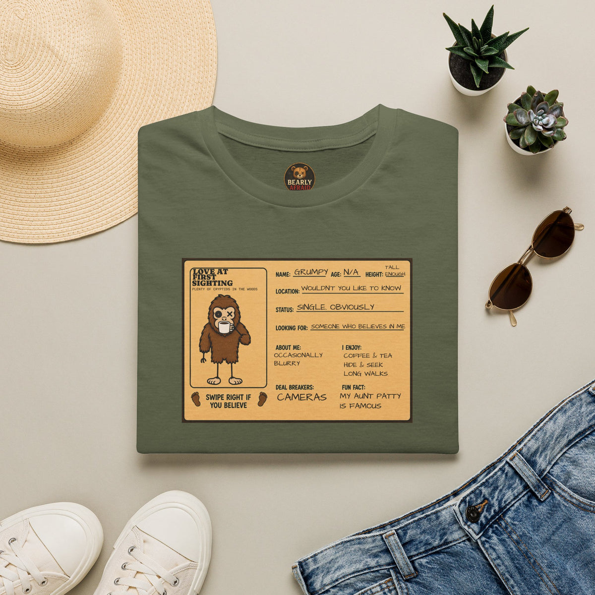 Grumpy Sasquatch Dating Profile Tee