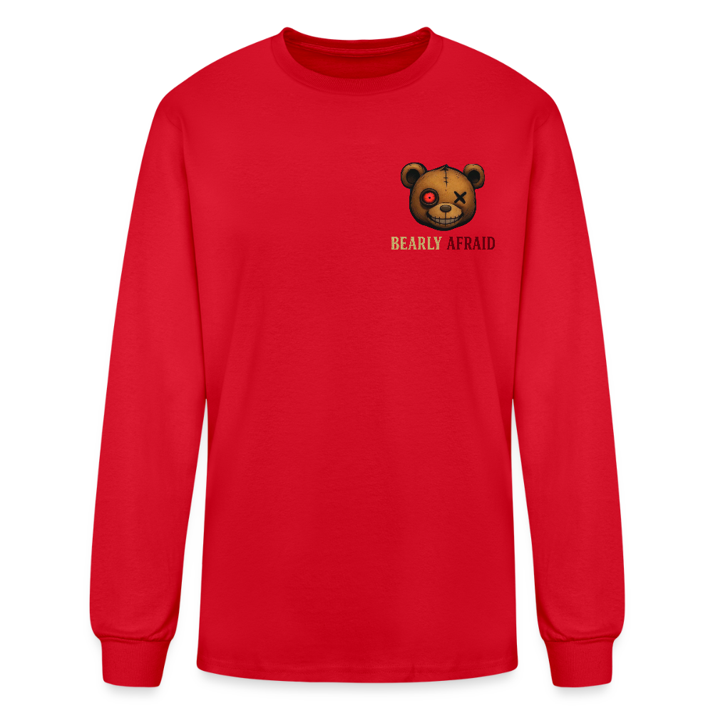 Bearly Afraid Men's Long Sleeve T-Shirt - red