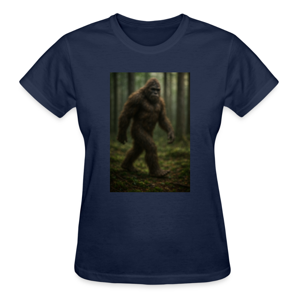 Blurry Bigfoot Ladies T-Shirt - navy