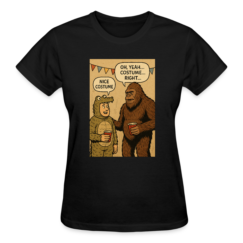 Bigfoot Costume Party Ladies T-Shirt - black