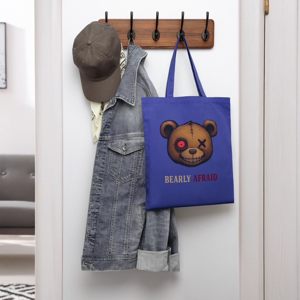 Bearly Afraid Tote Bag - royal blue