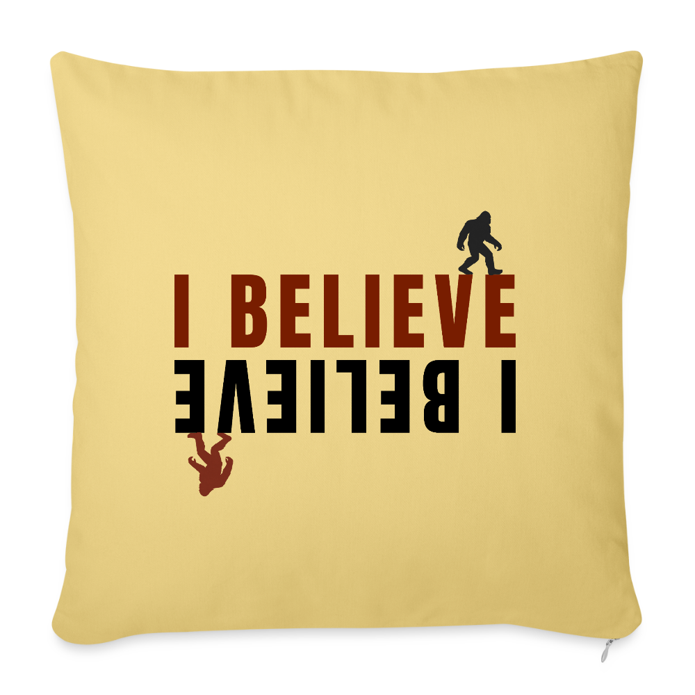 I Believe Throw Pillow Cover 18” x 18” - washed yellow