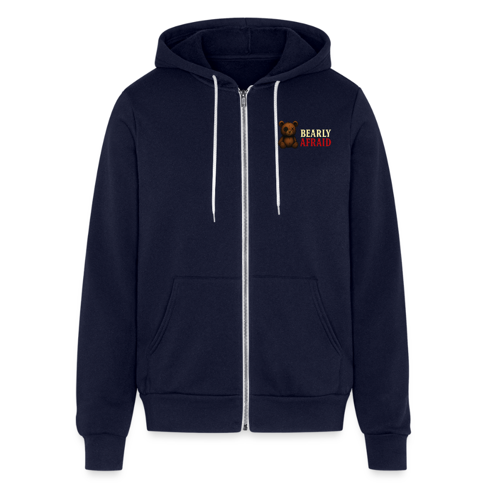 Bearly Afraid Bella Canvas Full Zip Hoodie - navy