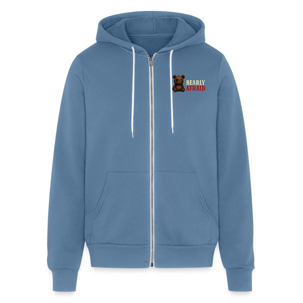 Bearly Afraid Bella Canvas Full Zip Hoodie - steel blue