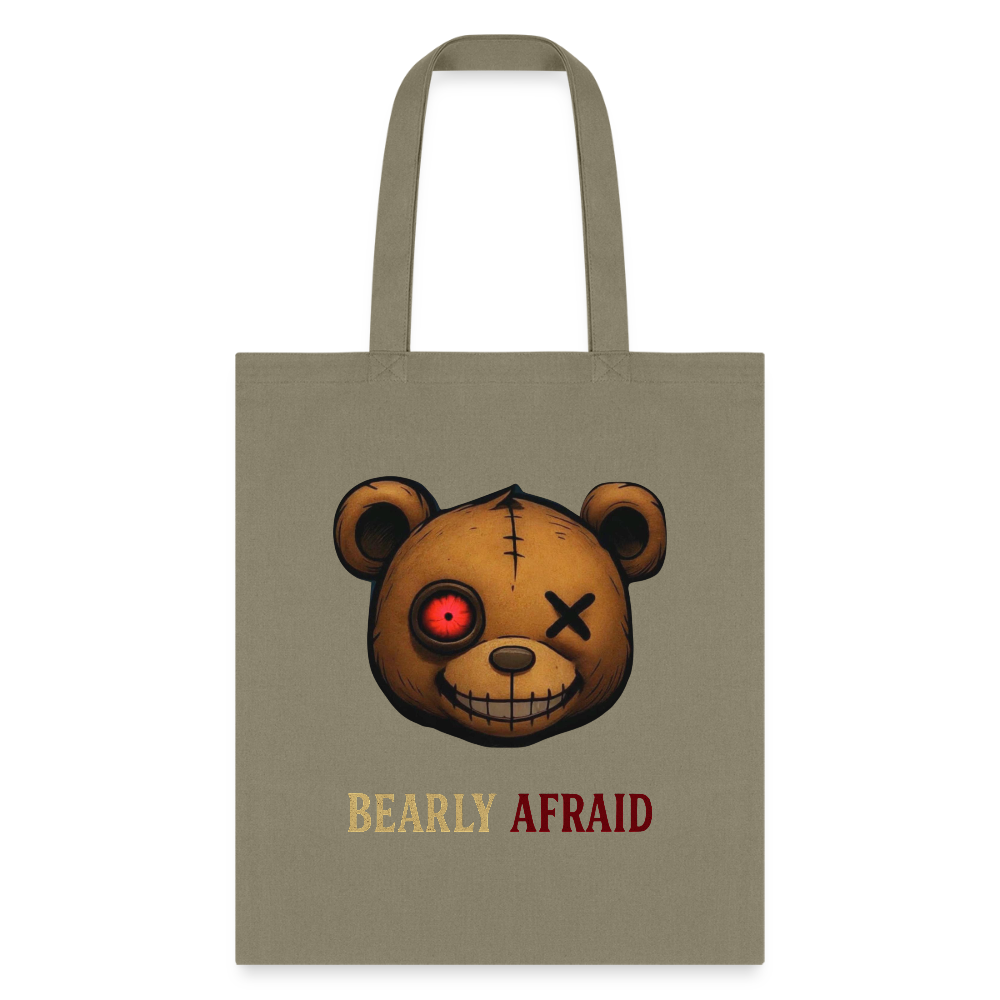Bearly Afraid Tote Bag - khaki