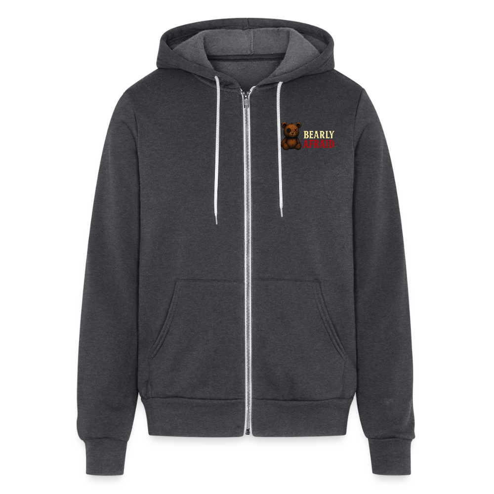 Bearly Afraid Bella Canvas Full Zip Hoodie - charcoal grey