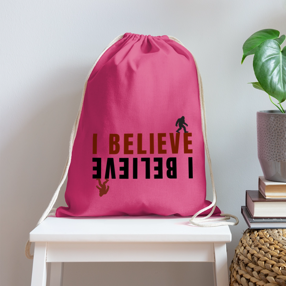 I Believe Cotton Drawstring Bag - pink