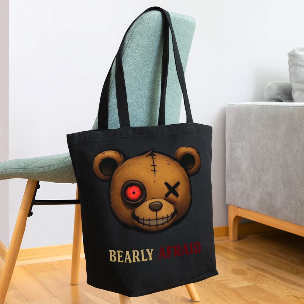 Bearly Afraid Eco-Friendly Cotton Tote - black