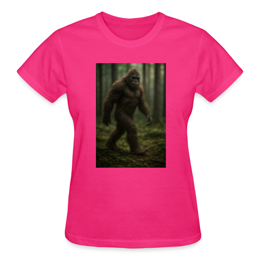 Blurry Bigfoot Ladies T-Shirt - fuchsia