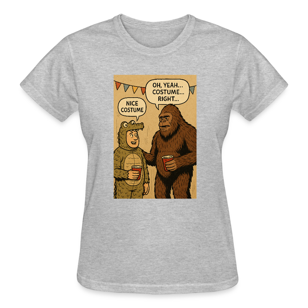 Bigfoot Costume Party Ladies T-Shirt - heather gray