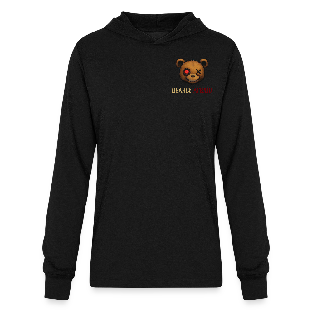 Bearly Afraid Bella Canvas Unisex Long Sleeve Hoodie Shirt - black