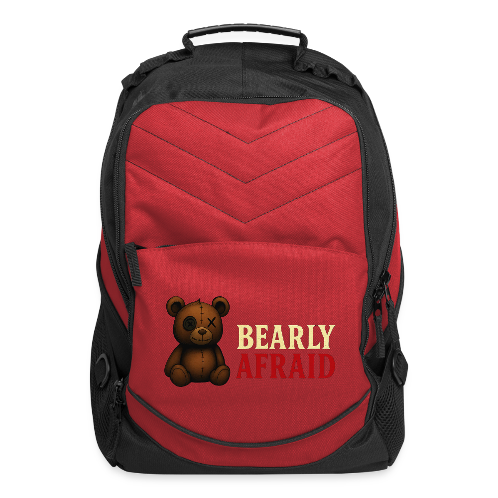 Bearly Afraid Computer Backpack - red