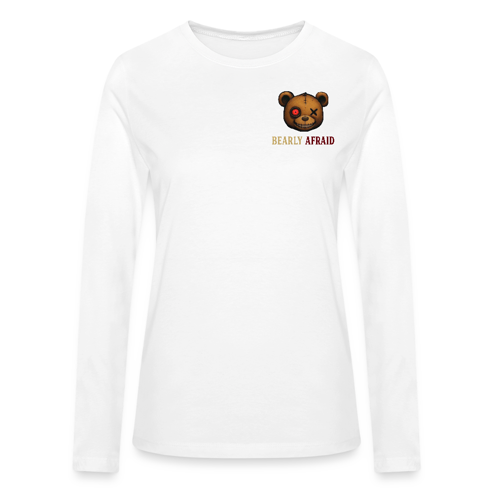 Bearly Afraid Bella Canvas Women's Long Sleeve T-Shirt - white