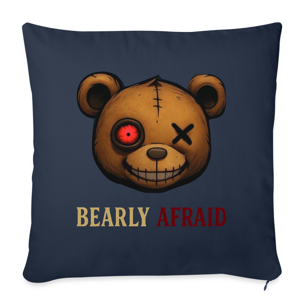 Bearly Afraid Throw Pillow Cover 18” x 18” - navy