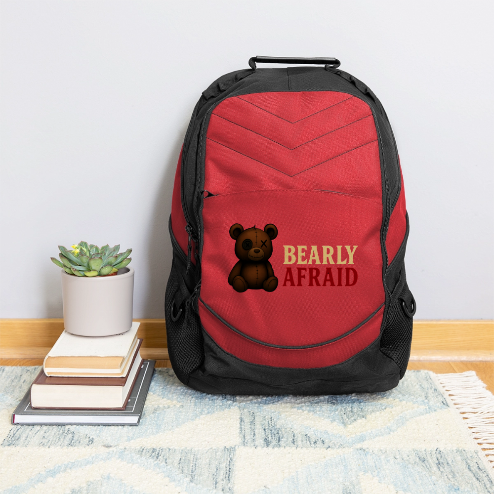 Bearly Afraid Computer Backpack - red