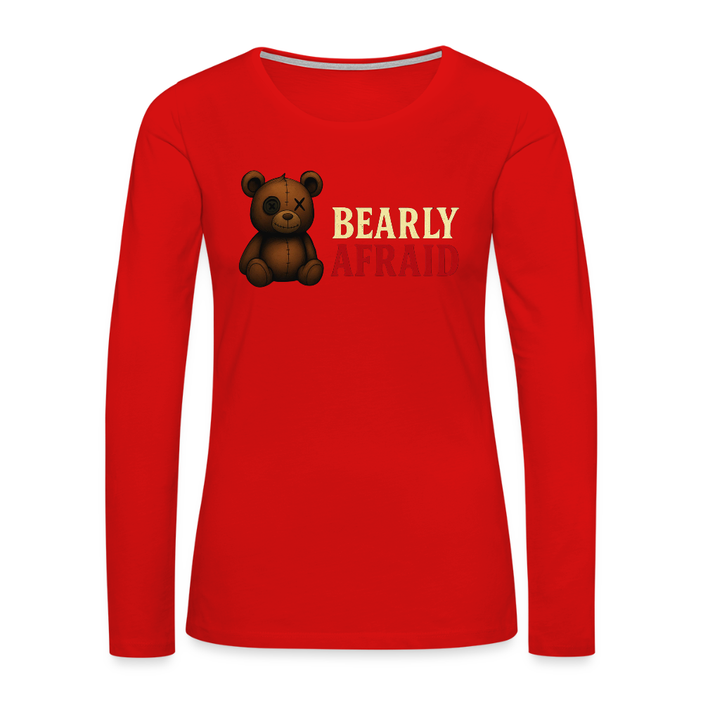 Bearly Afraid "Classic" Women's Long Sleeve T-Shirt - red