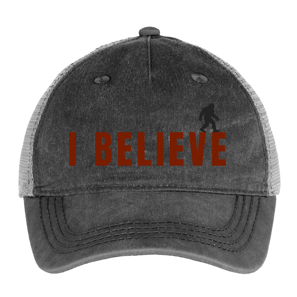 I Believe Pigment Dyed Trucker Hat R - washed black / silver