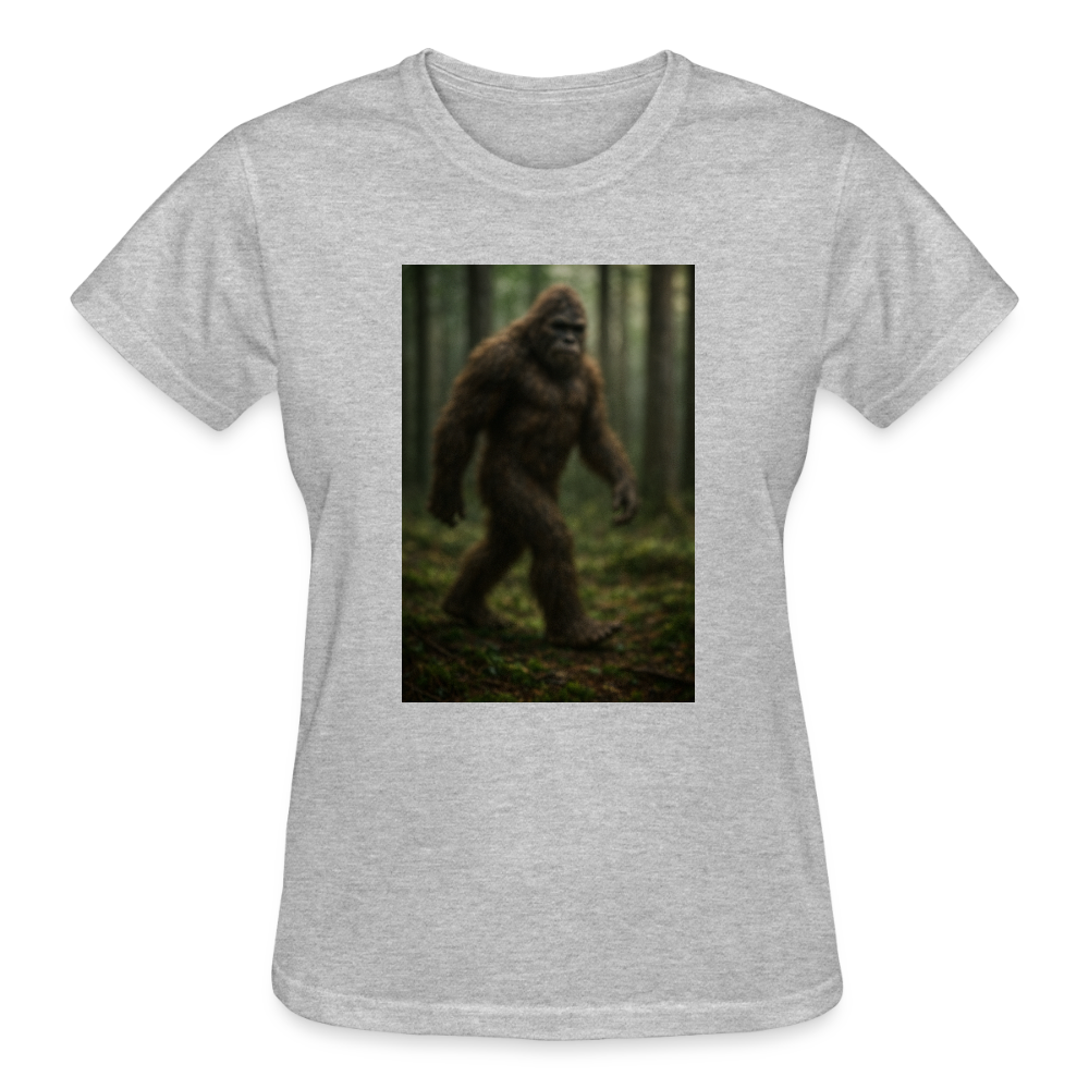Blurry Bigfoot Ladies T-Shirt - heather gray
