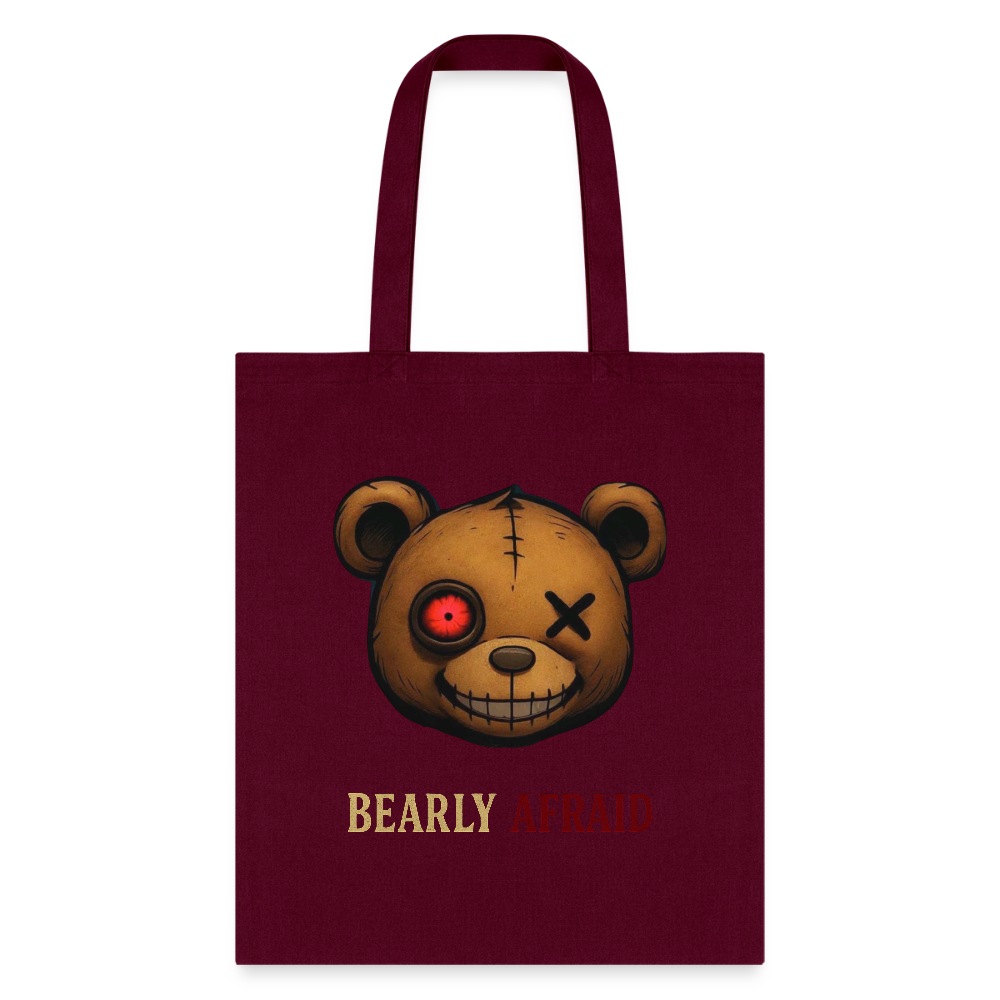 Bearly Afraid Tote Bag - burgundy