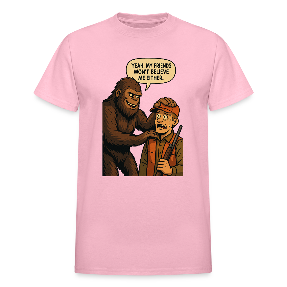 Bigfoot And His New Friend Men's T-Shirt - light pink