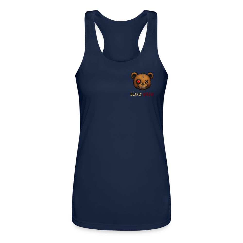 Bearly Afraid Women’s Performance Racerback Tank Top - navy