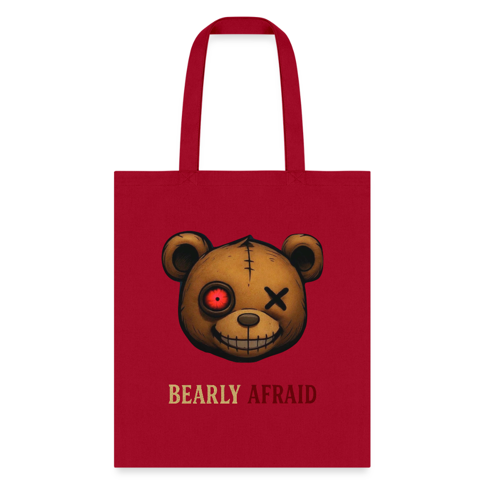 Bearly Afraid Tote Bag - red