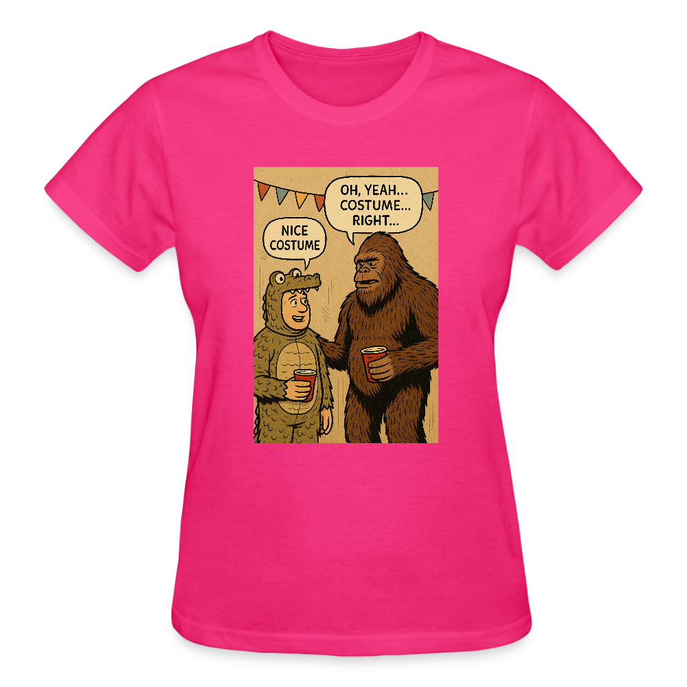 Bigfoot Costume Party Ladies T-Shirt - fuchsia