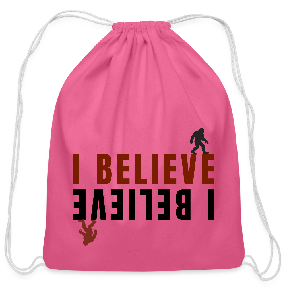 I Believe Cotton Drawstring Bag - pink