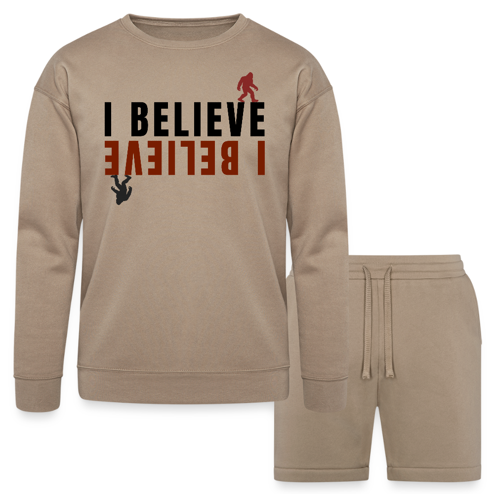 I Believe Unisex Sweatshirt & Short Set - tan