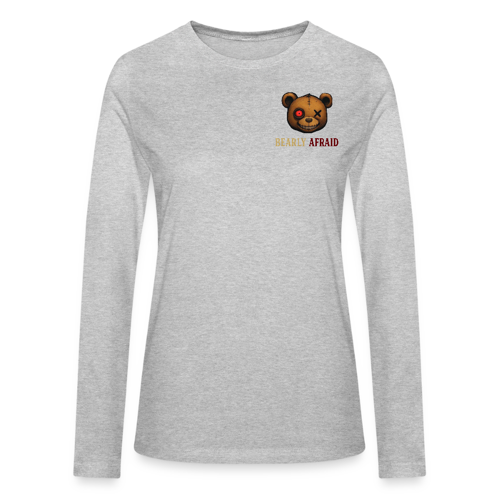 Bearly Afraid Bella Canvas Women's Long Sleeve T-Shirt - heather gray