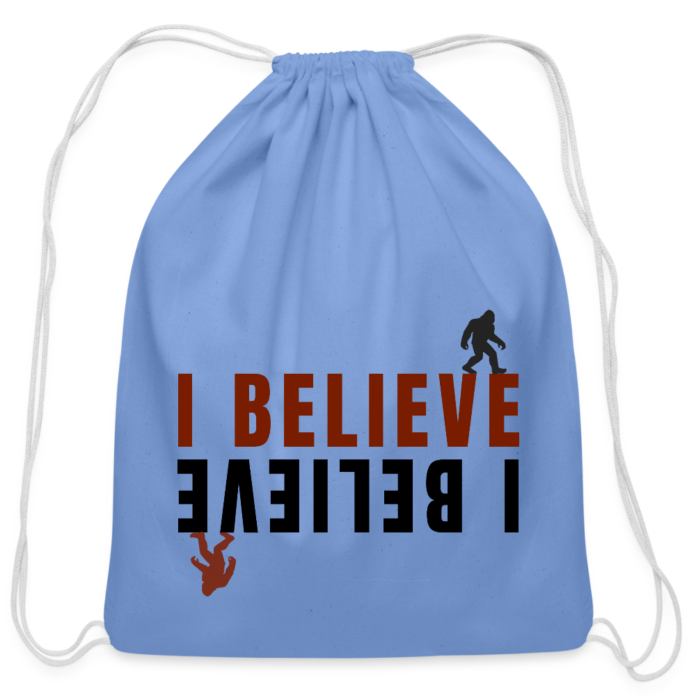 I Believe Cotton Drawstring Bag - carolina blue